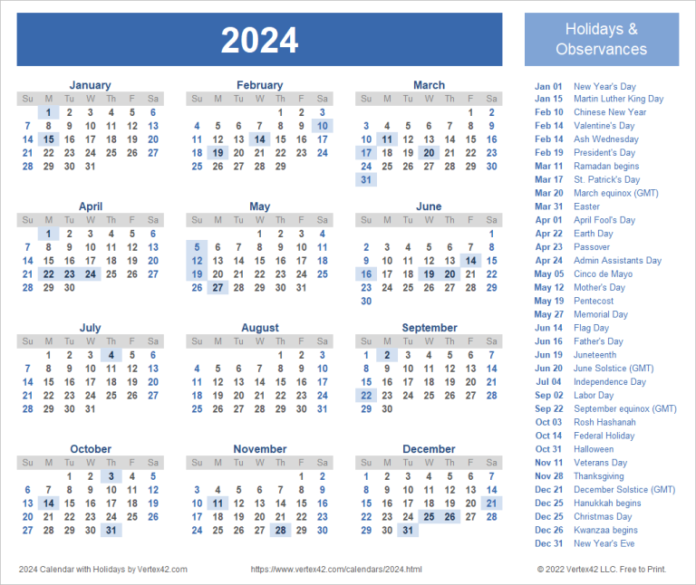 Free Printable Calendar 2024 (Word, Excel, PDF) Genie Study